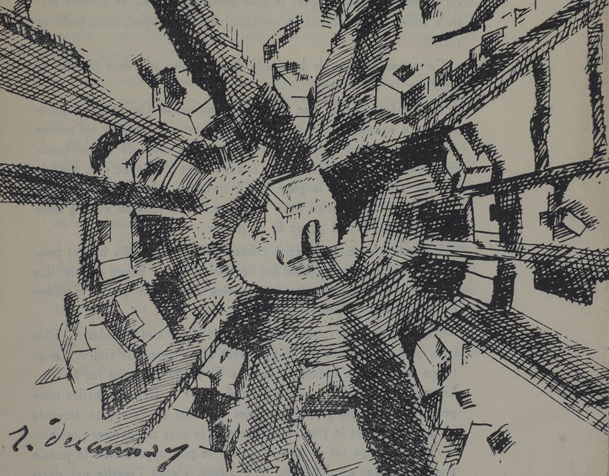 Robert Delaunay – Ilustrácia z titulnej strany Surrealistického manifestu od skupiny autorov okolo Yvana Golla, detail, 1924 